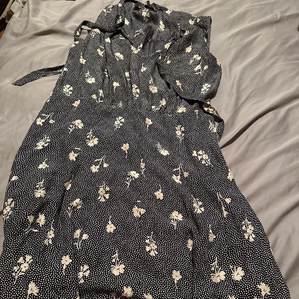Blue Floral Dress Rebecca Taylor Tailored Silk Wildflower Dot Jacquard Size.  12